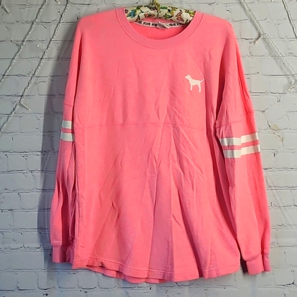 2013 Victoria's Secret PINK Oversized Logo Spellout Long Sleeve Tee Womens Sz M - Picture 4 of 16